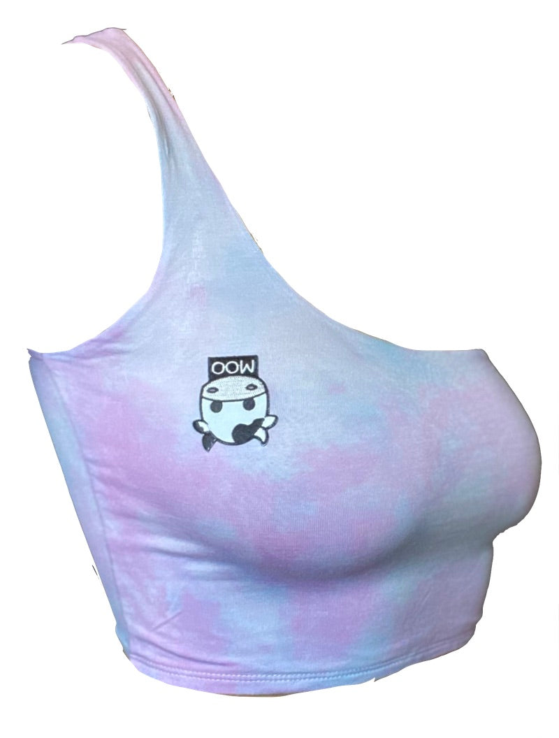 Moo's Cotton Candy One Shoulder Crop
